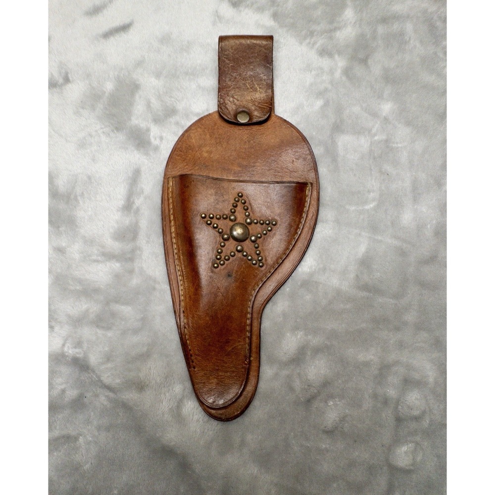 Moose Head Brown Leather Studded Western Holster Left Handed